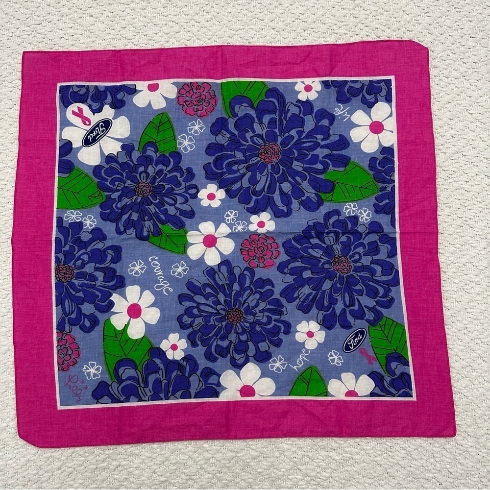 LILLY PULITZER x FORD Breast Cancer Awareness Cotton Square Scarf